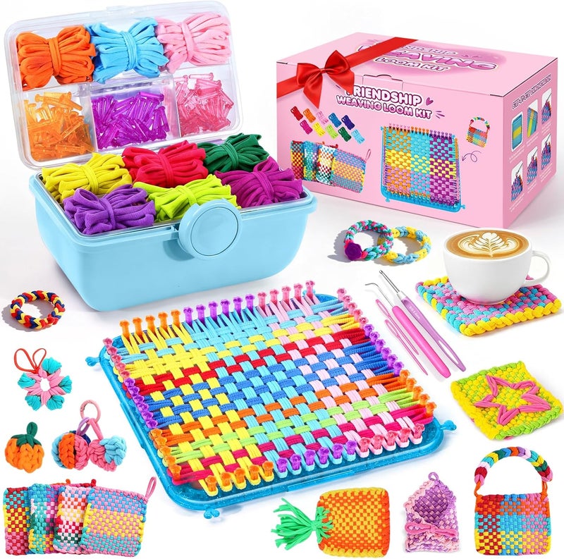 DoubleCare 478 Pcs Weaving Loom Kit with Portable Case, Perfect for Making Handbags, Potholder Maker, Bracelet for DIY Crafters & Makers, Complete Craft Kit with Hooks, Gift for Christmas, Birthday,Blue - Image 1